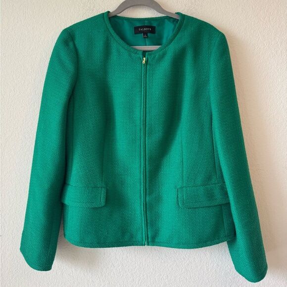 Talbots Woman’s Blazer Jacket Size 14 Kelly Green Preppy Career Business Casual - Picture 1 of 7